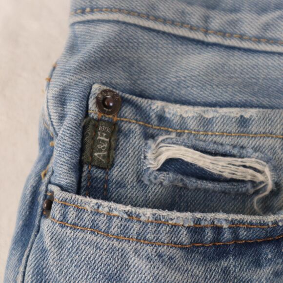 Abercrombie & Fitch Men's Button Fly Distressed Classic Straight Jeans Sz 30x32 - Picture 3 of 15
